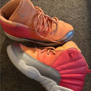 Jordan Orange and Silver Sneakers with Cushioned Ankle Collars